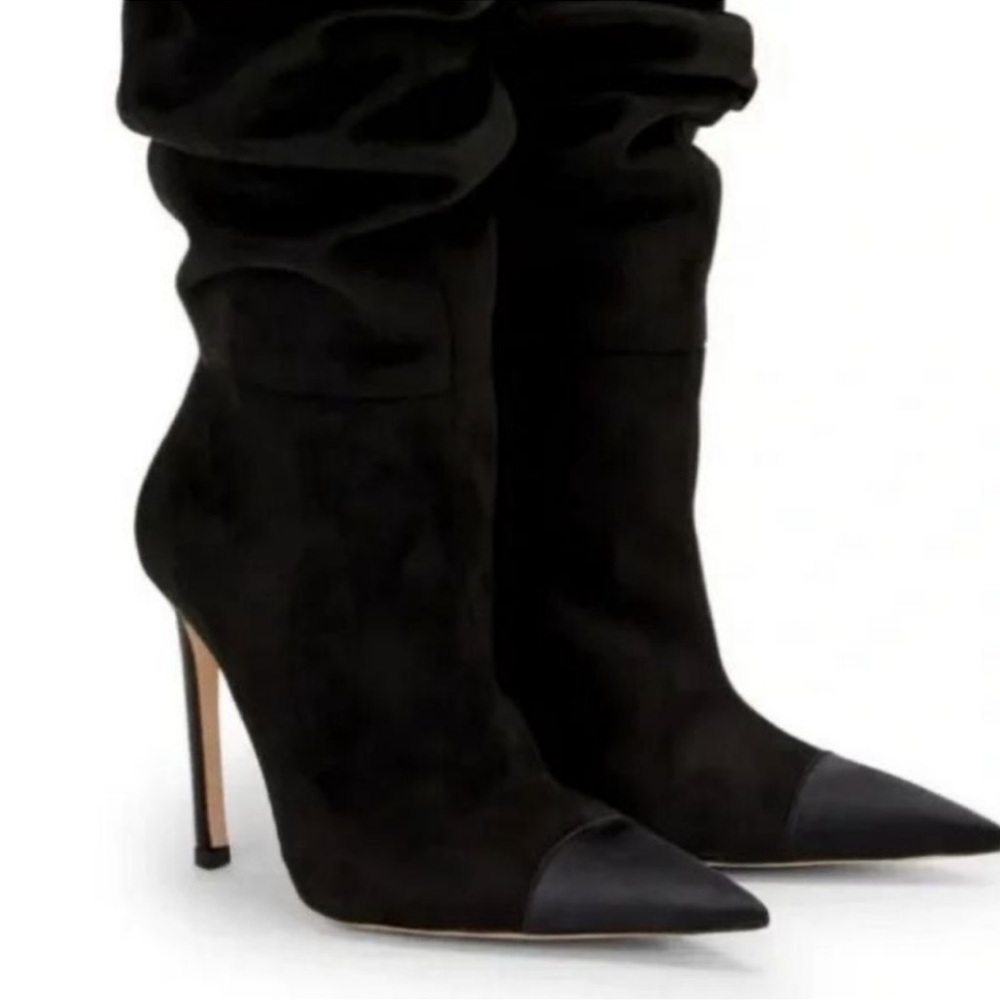 black suede Good American over the knee slouch boot | knee high boots - Picture 5 of 10